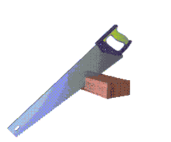 Gif of a saw sawing a brick from Hynospace Outlaw